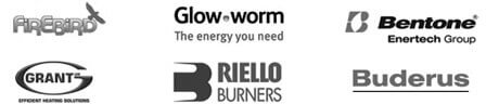 Brands we service - Firebird Boilers Oil Boilers, Glowworm Gas Boilers, Riello Oil & Gas Burners, Bentone Oil & Gas Burners